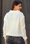 Women's Polo Collar Selanik Brioche Knit Long Sleeve Relaxed Fit Winter Thick Knit Sweater - 6