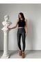 Black Corseted Slim Sh Fleece-Lined t Shaping / Sculpting Oslo Matte Leather Leggings