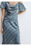 Checkered Satin Midi Skirt - 5