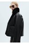 Double-Sided Leather Look Jacket with Pockets - 6