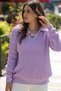 Women's Polo Collar Selanik Brioche Knit Long Sleeve Relaxed Fit Winter Thick Knit Sweater - 6