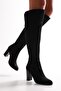 Women's Jila Black Suede Heeled Boots Black Suede - 4