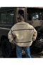 Ecru Plush Oversize Biker Coat - 2