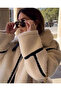 White Plush Oversize Biker Coat - 2