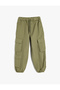 Cotton Parachute Trousers with Lace-Up Waist and Flap Pockets