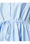 Poplin Shirt Dress Short Sleeve Buttoned Flounced Waist Gathered Bow Detail - 6