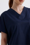 Unisex Navy Blue Stretch Fabric Batwing Sleeve Nurse and Doctor Uniform Scrubs Set - 4