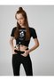 Crop T-Shirt Printed Window Detailed Short Sleeve