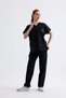 Unisex Black Stretch Fabric Batwing Sleeve Nurse and Doctor Uniform Scrubs Set