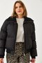 Women's Black Camisole Collar Detailed Inflatable Coat with Zipper Pockets 2640 60351315 - 2