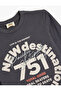 T-Shirt with Slogan Print Detail, Long Sleeve, Crew Neck, Cotton - 3