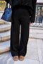Black Elastic Waist Knitwear Trousers