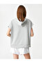 Hooded Short Sleeve Sweatshirt Kangaroo Pocket Modal Blend - 4