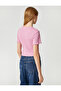 Crop T-Shirt Short Sleeve Crew Neck Textured - 4