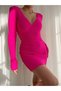 New Season Knitwear Stretchy Fabric Double Breasted Neckline Mini Dress 0216 - 4
