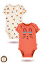 2-Piece 100% Cotton Organic Printed Snap Fastener Baby Bodysuit