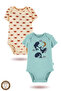2-Piece 100% Cotton Organic Printed Snap Fastener Baby Bodysuit