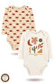 2-Piece 100% Cotton Organic Printed Snap Fastener Baby Bodysuit