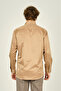 Men's Slim Fit Long Sleeve Cotton Shiny Fabric Shirt 0013 Camel - 4