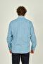 Men's Slim Fit Plaid Long Sleeve 100% Cotton Shirt 0016 Blue - 4