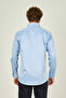 Men's Slim Fit Long Sleeve Cotton Shiny Fabric Shirt 0013 Blue - 4