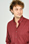 Men's Slim Fit Print Long Sleeve 100% Cotton Shirt 2045 Red - 2