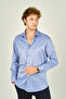 Men's Slim Fit Long Sleeve Cotton Shiny Fabric Shirt 0013 Dark Blue