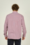 Men's Slim Fit Plaid Long Sleeve 100% Cotton Shirt 0016 Red - 4