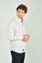 Ecru Men's Slim Fit Print Long Sleeve Cotton Shirt 2041 - 2