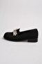 Matilda Black Color Stone Women's Oxford Flat Shoes - 8