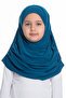 Petrol Blue Practical Ready-To-Wear Children's Hijab Bonnet Sandy Fabric Self-Boned 78_17