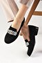 Matilda Black Color Stone Women's Oxford Flat Shoes