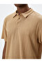 Polo Neck Knitwear T-Shirt Textured Buttons Short Sleeve - 5