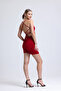 Red Lurex Homecoming Dress with Crisscross Tie Back - 5