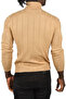 Men's Camel Slim Fit Lycra Full Turtleneck Striped High Top Sweater 2505504 - 4
