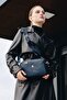 Women's Navy Blue 3-Compartment Lined Crossbody Shoulder Bag with Adjustable Column Strap - 6