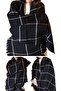1 Piece Women's Soft Textured Winter Patterned Scarf Shoulder Shawl Black, Suitable for Large Sizes - 3