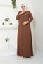 Hijab Clothing Sports Ferace Ribbed Sleeve Stripe Piping Stitched Crepe Fabric - 3