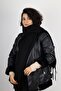Women's Black Puffy Soft Textured Scarf Shawl Shoulder Shawl - 3