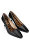 Women's Genuine Leather Black Leather Heeled Shoes - 2