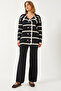 Women's Black Buttoned Patterned Top and Bottom Set 60351374
