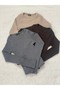Women's 3-Piece 100% Cotton Crew Neck Camisole Ribbed Long Sleeve Blouse