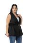 Plus Size Elastic Waist Detail Skirt Balloon Cut Button Lined Black Vest - 6