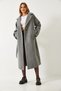 Women's Gray Sleeve Detailed Belted Cashmere Coat 60261243 - 4