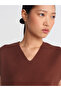 10694 V-Neck Soft Textured Knitwear Sweater-Brown - 4
