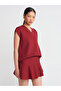 80120 Elastic Waist Flounce Knitwear Skirt-Claret Red - 3