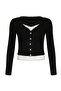Black Buttoned Lace Neck and Waist-Detail Y2K Long Sleeve Cropped - 3