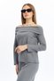 Women's Smoked Color Wide Reported Shardonude Fabric Madonna Collar Top and Bottom Set Madonnaset - 6