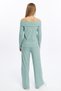 Women's Mint Green Color Wide Report Hooded Fabric Madonna Collar Bottom-Top Suit My Madonnatak - 8