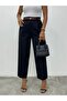 Slim Belted Pocketed Stitched Cuffed Trousers -Black - 3